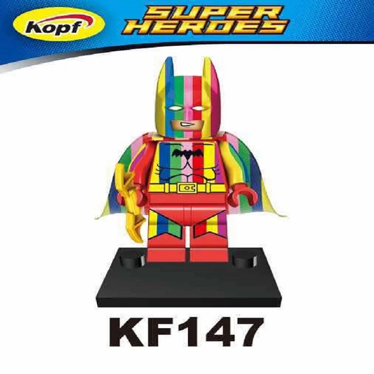 

50Pcs Super Heroes Custom Made Printed Universe Rainbow Batman Figures Building Blocks Action Figures Children Toys KF147