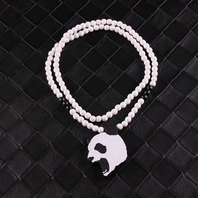 

Panda Pendant Good Wood Hip-Hop Wooden Necklace Rosary Jewelry Wholesale white Colors Jasw004