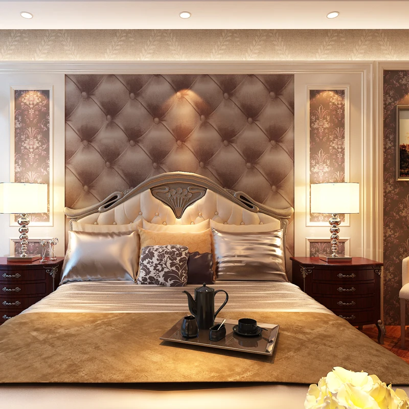 ФОТО HANMERO Modern Luxury Design 3D Wallpaper High Quality Vinyl Leather Wallcovering Living Room Bedding Room QZ0111