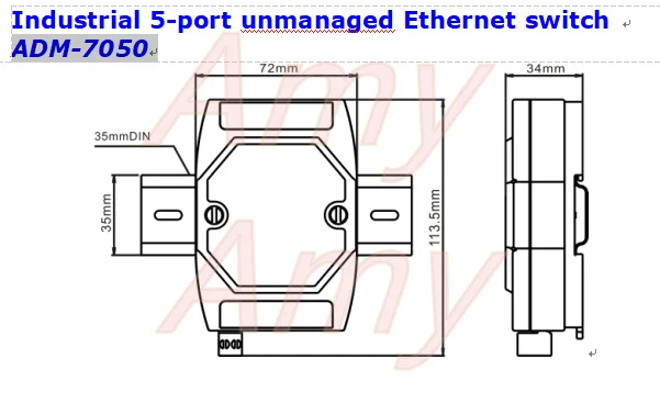 ADM-7050 5 портов 5 плата с портами Ethernet rail промышленный переключатель 12V24V неуправляемый