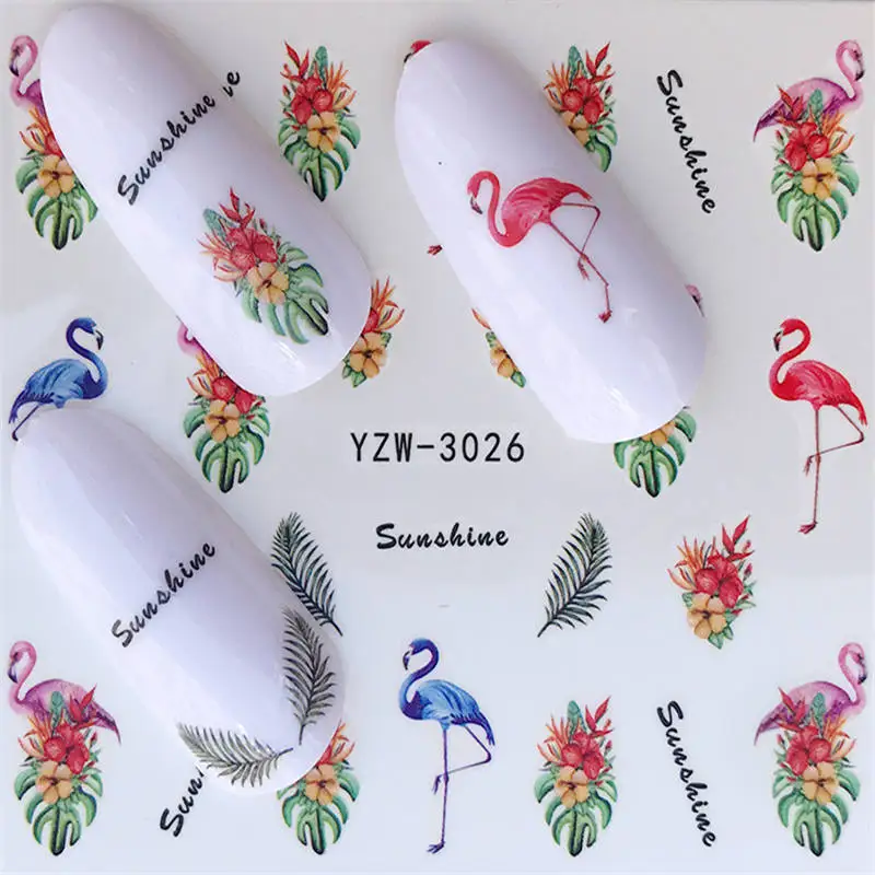 30 стилей летние бабочки и цветы летние изображения наклейки для ногтей искусство Красочные Полный обертывания наклейка на ногти водная Типсы - Цвет: YZW-3026