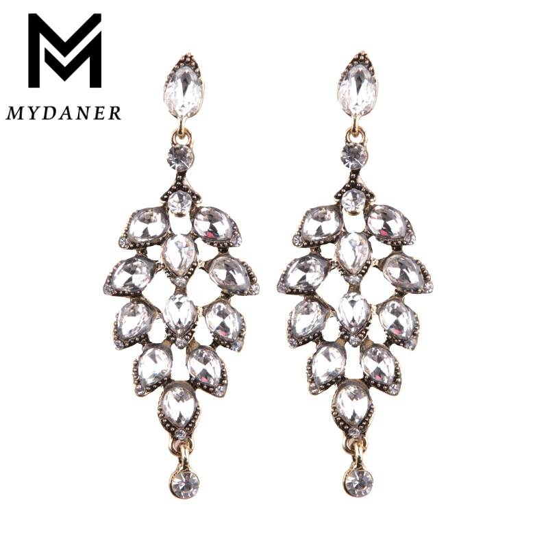 MYDANER Fashion font b Jewelry b font font b Luxury b font Crystal Leaf Large Earrings