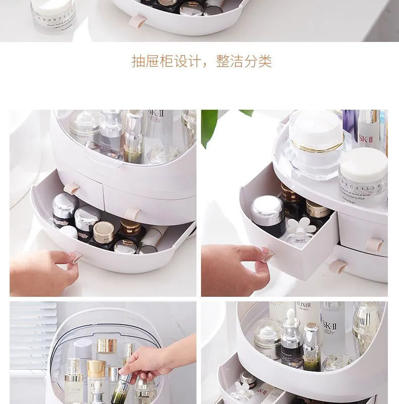 ZYJ Transparent Space Cosmetic Storage Box Removable handle Makeup Bag Bathroom Skin Care Drawer Organizer Container Package (15)
