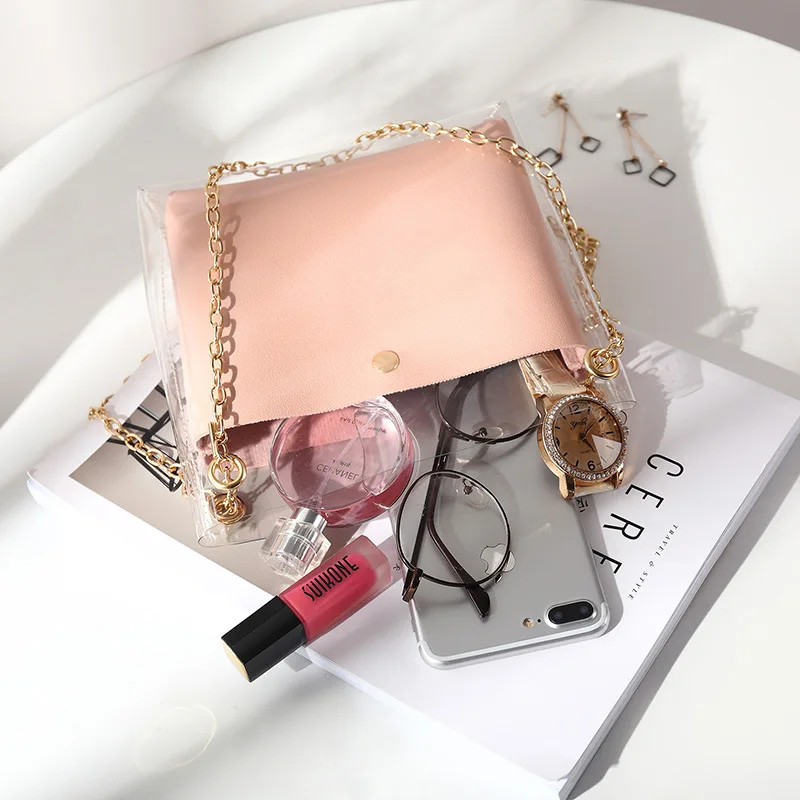

Women Transparent Bucket Bag Clear PVC Jelly Small Shoulder Bag Female Chain Crossbody Messenger Bags 2019 Design Luxury Handbag