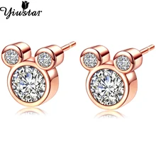 Yiustar крошечный милый мультфильм ювелирные изделия романтическая роза Микки серьги гвоздики для детей Тонкий Кристалл мышь уха шпильки подарки