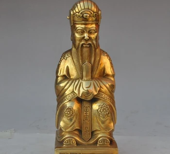 

10" china chinese folk brass copper Kitchen God Vesta monarch Zao Jun statue