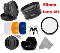 free shipping 58mm fisheye wide angle macro filter + Lens Hood + UV Filter for canon Nikon D7000 D5200 D5100 D5000 D3200 58 lens