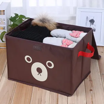 

Foldable Cute Bear Oxford Cloth Storage Box Square Storage Boxes For Home Bedroom Fabric Clothing Toys CD Organizer Case