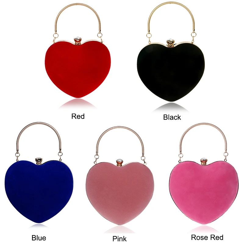 Клатч красного цвета в форме сердца, женские вечерние сумки, сумка на плечо с металлической цепочкой, мини сумочка, сумочка для вечеринок, свадеб, ZD1125