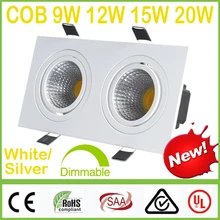 Затемнения квадратный белый/серебристый-2*(9 Вт 12 Вт 15 Вт 20 Вт) удара светодиодный светильники 18 Вт 24 Вт 30 Вт 40 Вт Светильник Встраиваемые потолка вниз огней лампы