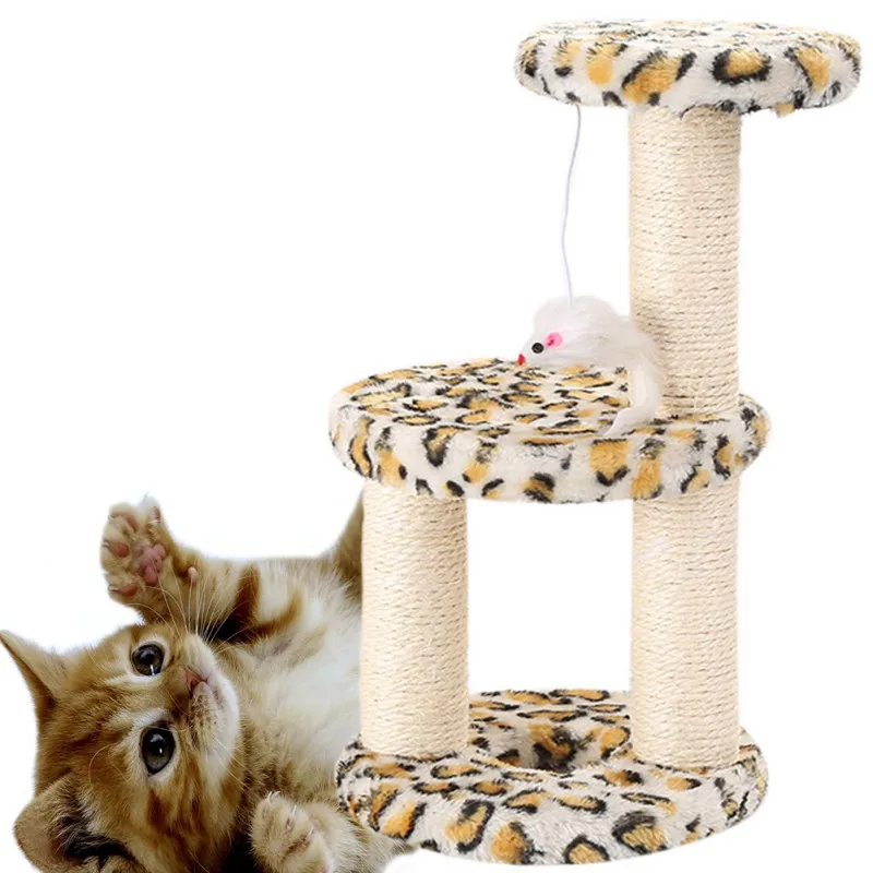 

3 Layer Cat Tower Furniture Tree With Sisal The Natural Sisal Has The Special Smell Covered Round Scratching Posts