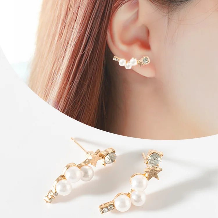 

Cute Crystal Zircon Pearl Pentagram Personality Simple Earrings Beautiful Earing Exhaust Ornaments Jewelry Women Christmas Gifts