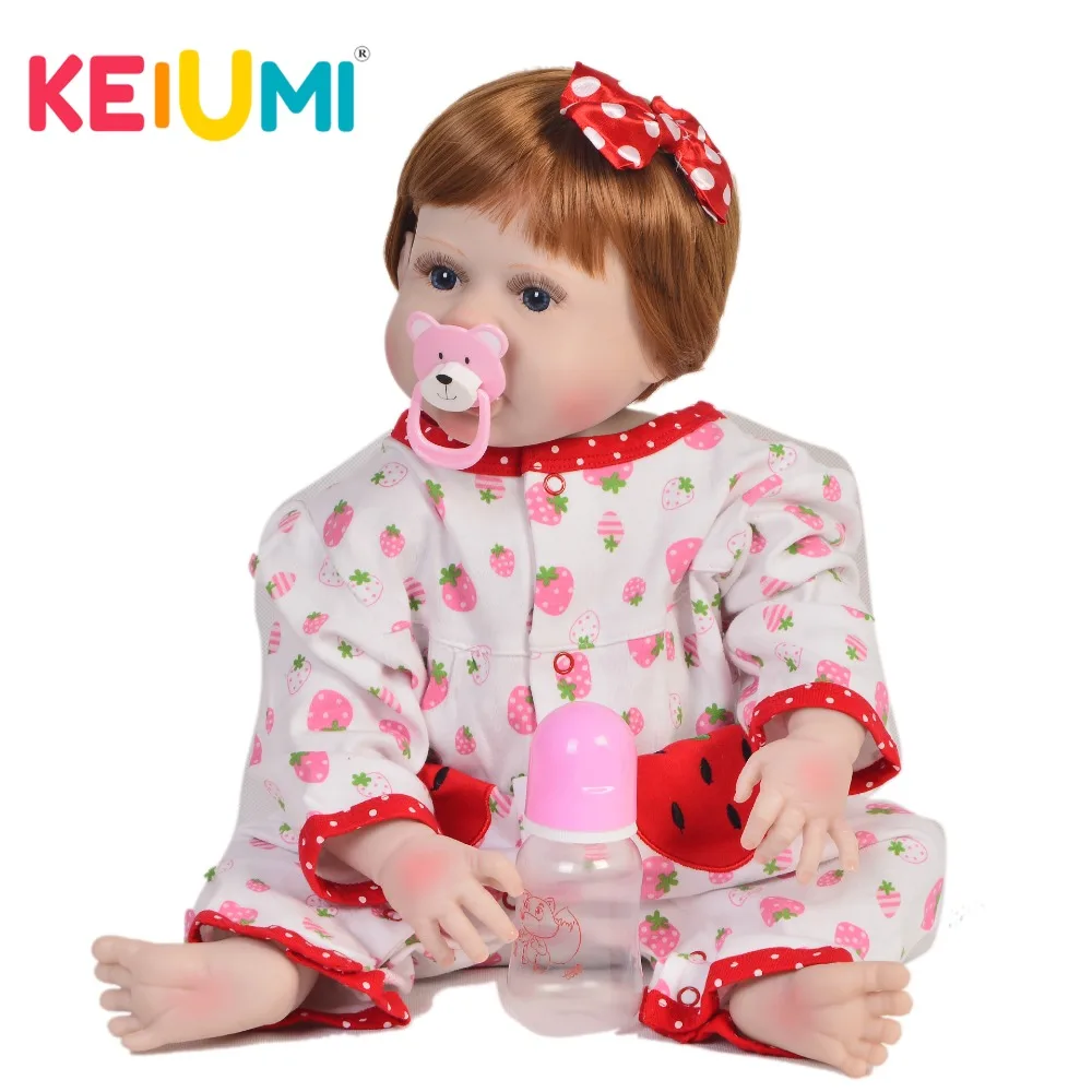 KEIUMI 57 см полностью виниловая кукла для новорожденной девочки Реалистичная