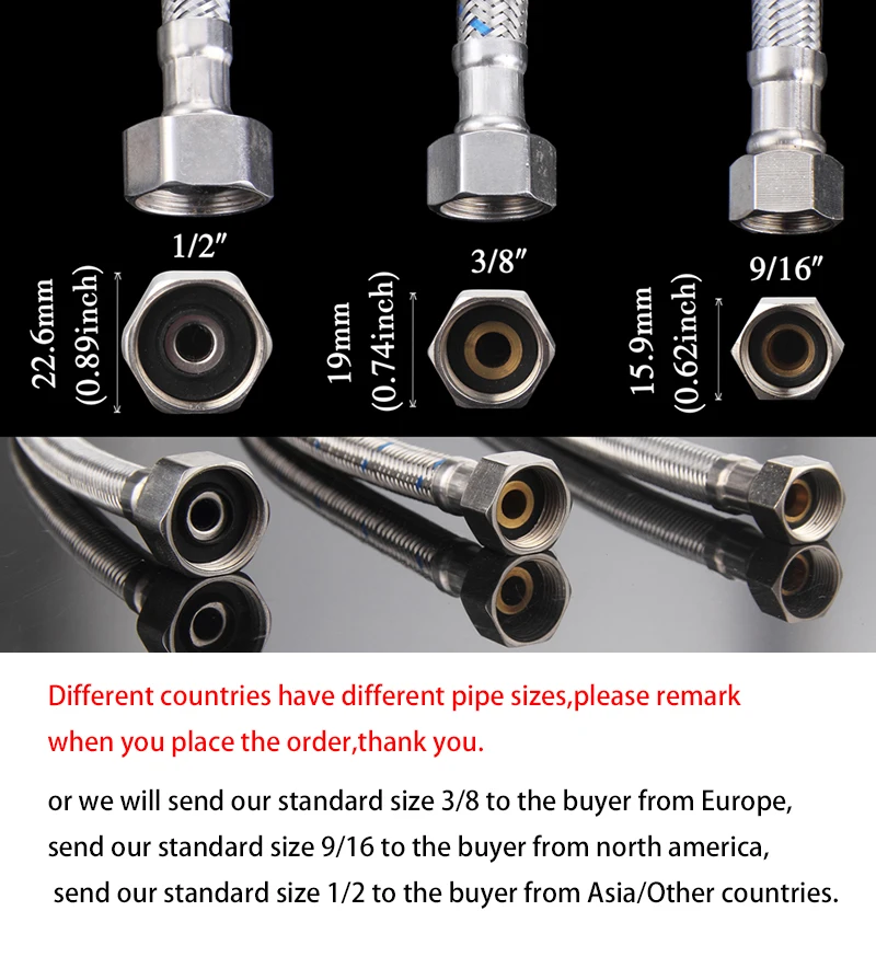 G1/2 G3/8 G9/16 38 см/58 см 1 пара из нержавеющей стали гибкие водопроводные трубы холодной/горячей смесителя кран подачи воды Трубы Шланги ванной комнаты