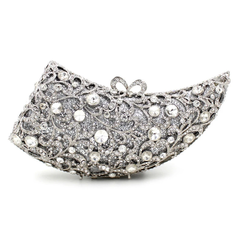 

Luxury Cow Horn Shape Diamond Hollow Out Women Evening Clutch Bag Crystal XIYUAN Evening Women Clutch Bags Ladies Clutch
