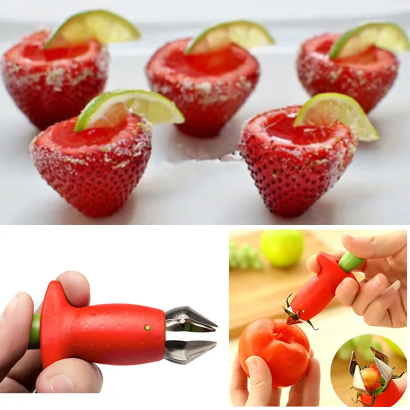 

Strawberry Huller Corer Remover Stainless Steel Tomato Stalks Fruit Knife Stem Remover Stalks Device Gadget Cake decoration