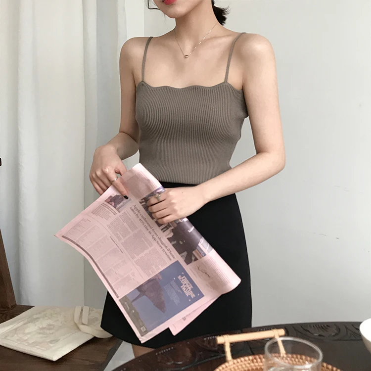 Летний вязаный женский кроп Топ корейский стиль пикантные короткие Haut Femme однотонные Цвет укороченный, женственный уличная майка Для женщин