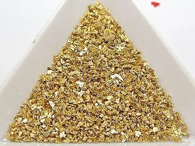 

45 Gram Gold Glass Crushed Chips Irregular Shape Nail Art Tips + Storage Box