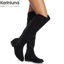 Большие размеры 48; высококачественные осенне-зимние сапоги для верховой езды; женская обувь; сапоги до колена на квадратном каблуке на молнии; женская обувь; женские сапоги