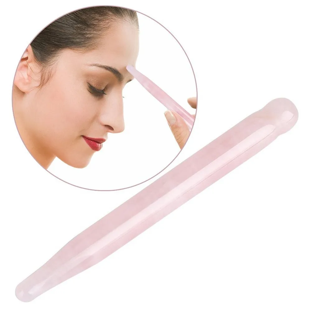 

Crystal Jade Stone Pen for Face Eye Massage Anti Aging Roller Stick Rose Quartz guasha Wand Acupuncture Points for Body Massage