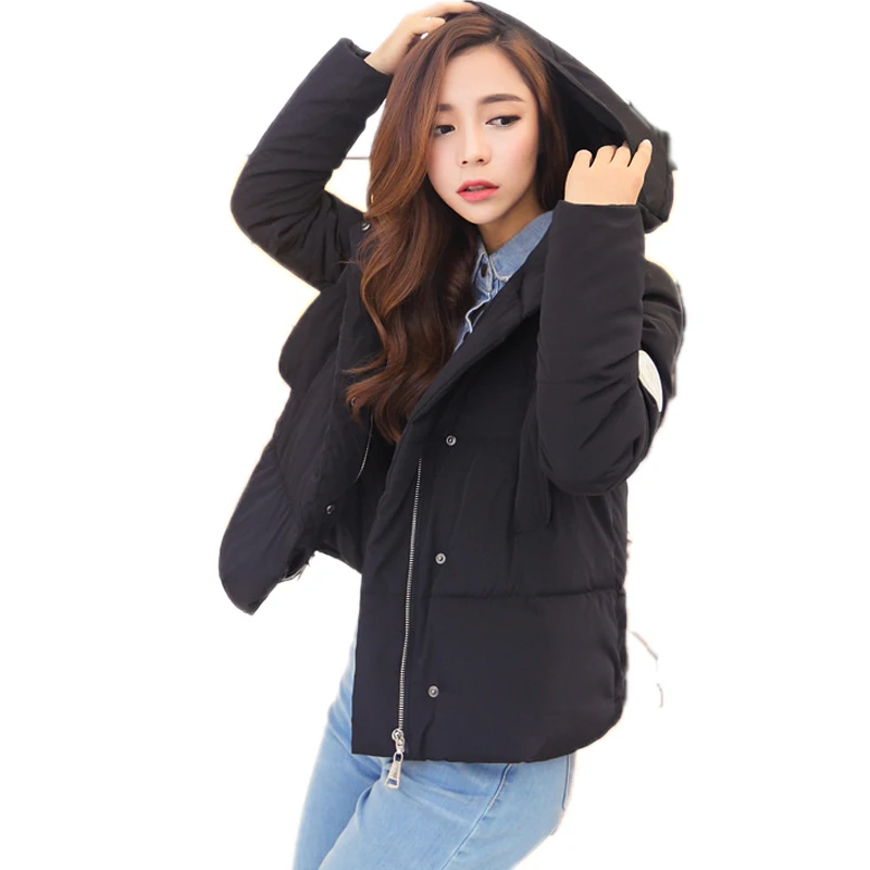 Fashion Slim Winter Coat 2016 Casual Hooded Solid Color Women Short Parka Plus Size Epaulet Invierno
