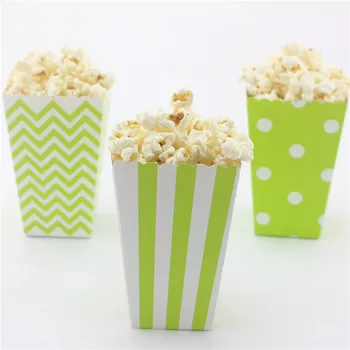 

72pcs/lot Wedding Decoration Mini Popcorn Boxes Chevron Dot Striped Candy Buffet Favor Party Paper Loot Bags