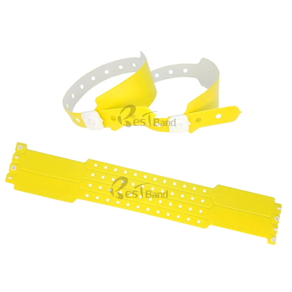 100pcs Zinc Yellow Color Cheap plastic event vinyl wristband bracelet