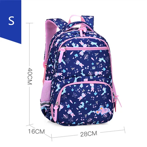 Ортопедический Детский рюкзак для детей, школьный рюкзак для девочек-подростков, подходящий для детей 1-6 лет, рюкзак с цветочным принтом, школьный рюкзак - Цвет: S blue