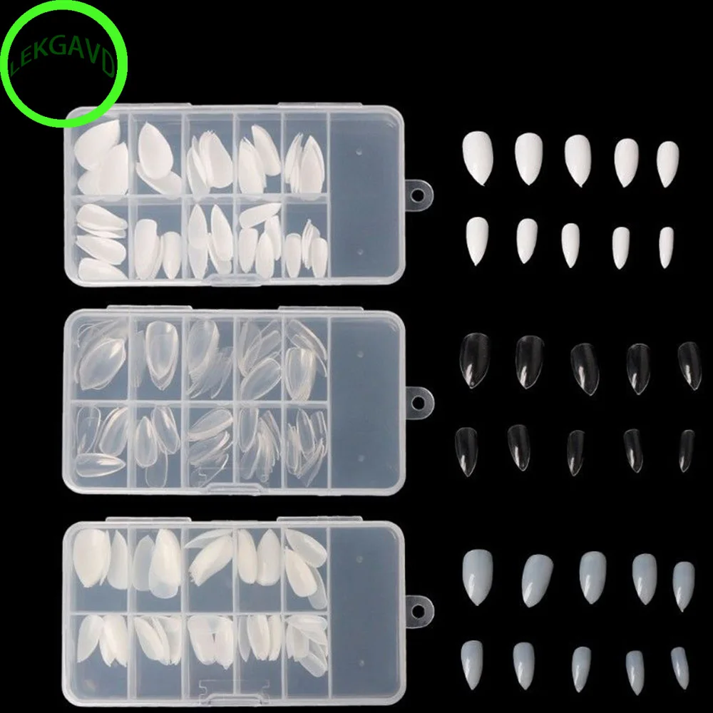 

30F# Women 100Pcs Medium Stiletto False Nail Tip Finger Care Art Display Box Helpful