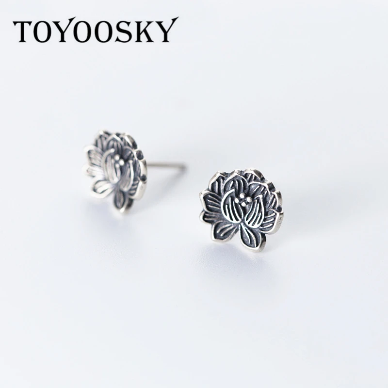 2 шт./1 пара s925 тайский серебряный цветок ручной работы Лотос серьги-гвоздики в форме Растения Женский уникальный изящный модный дизайн ювелирных изделий
