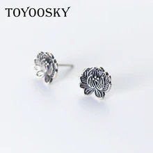 2 шт./1 пара s925 тайский серебряный цветок ручной работы Лотос серьги-гвоздики в форме Растения Женский уникальный изящный модный дизайн ювелирных изделий