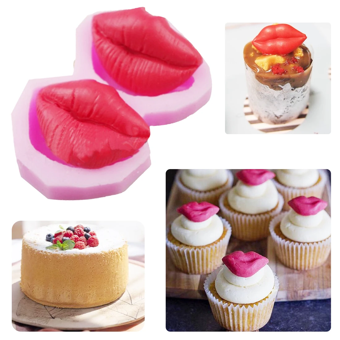 

3D Kitchen Accessories Sexy Lips Shape Soap Chocolate Mold Silicone Stencils Cookings for Baking Cake Decorating Tools
