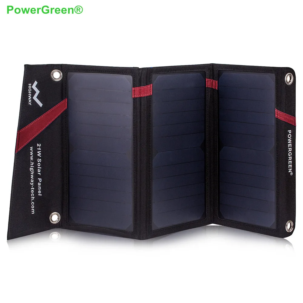 

PowerGreen Solar Charger 21 Watts External Battery Backup Foldable Solar Power Bank Solar Cell Solar Bag for LG for Sony