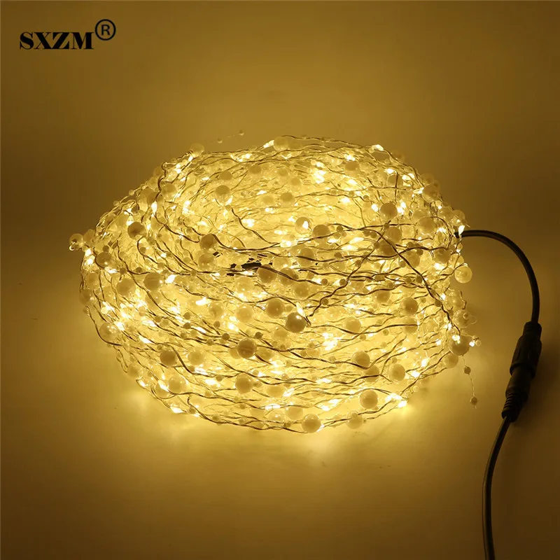 

SXZM DC12V 20X2Meter 400leds Led string Light White Pearls DC connector silver wire holiday led outdoor decoration Warm White