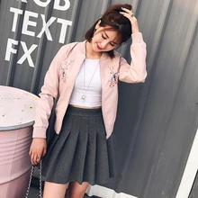 Вышивка птица розовый синий куртка из искусственной кожи Женские Мото байкерские Кофты на молнии chaqueta Блейзер Джек jaqueta couro blouson cuir casaco