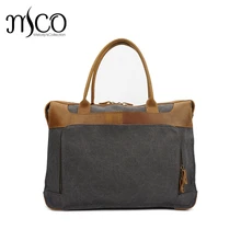 MCO, винтажный вощеный холщовый мужской портфель, Промасленная кожа, 14~ 15,6 дюймов, сумка для бизнеса, водонепроницаемая мужская сумка для путешествий, сумки для ноутбука