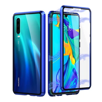 

Luxury Double sided glass Metal Magnetic Case for Huawei P30 Phone Case Magnet Cover 360 Full Protection