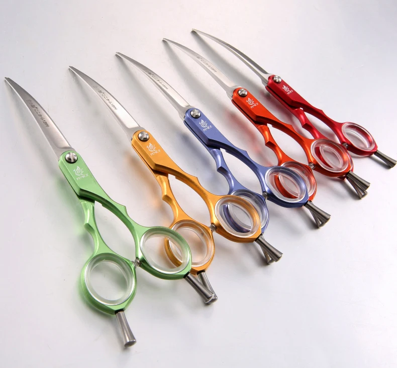Fenice Professional Pets Grooming Scissors 6.0 inch Aluminum Handle Dog/Cat Hair Cutting Curved Shear