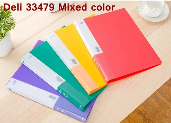 4 шт./лот Deli A4 Клип папки файла красочные файл клипа папка для документов клип папку коробке файла сумки оптом - Цвет: 33479-Mixed-color