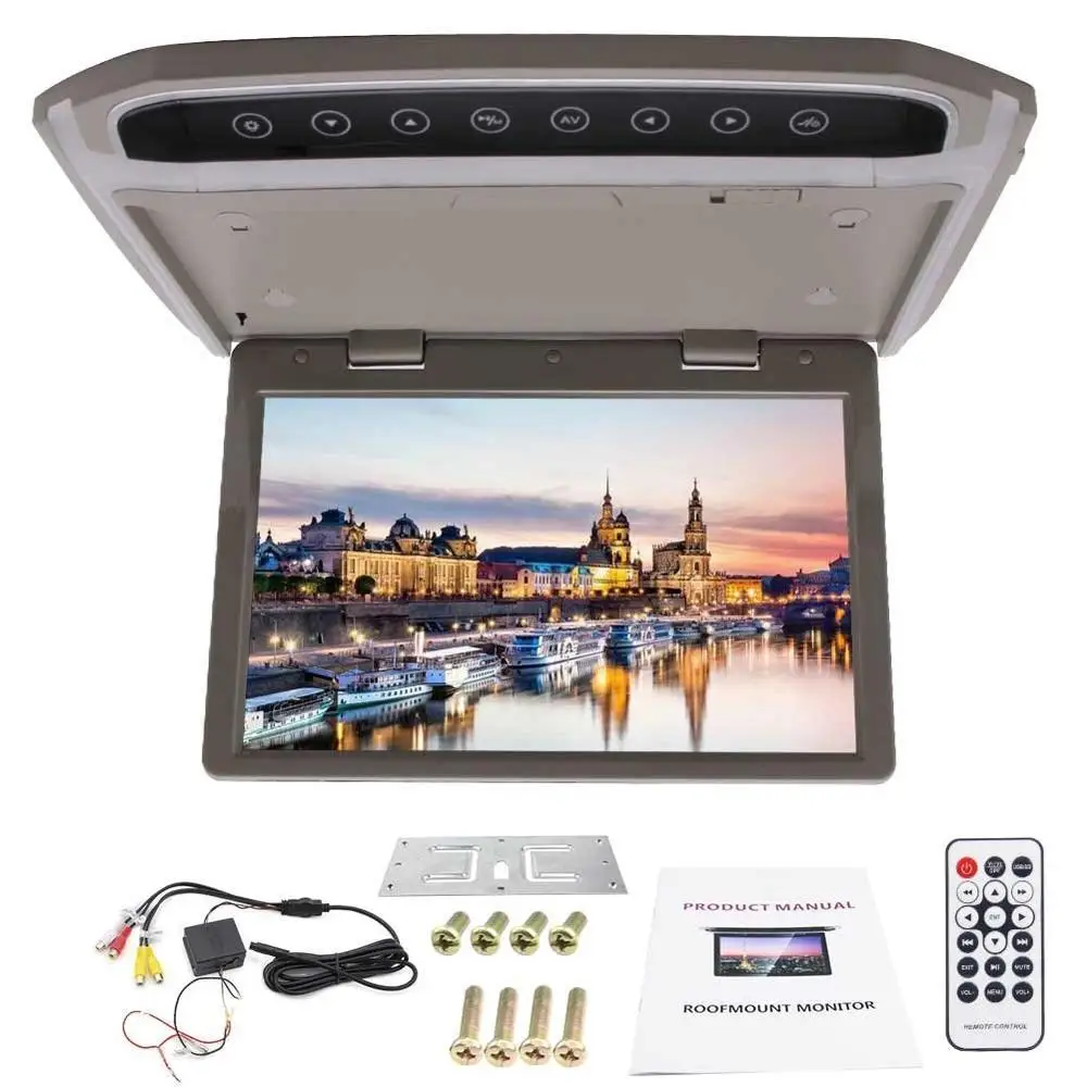 

Gray Flip Down Display 10.2 Inch Car Roof Mount Display HD LCD Screen with 1080P Screen Display support FM/Double Dome LED Light