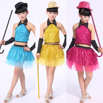 

Newest Sexy Child Girls Hip Hop Dance Clothes Hip-Hop Set Sequin Stage Performance Hip Hop Costumes Dance Kids