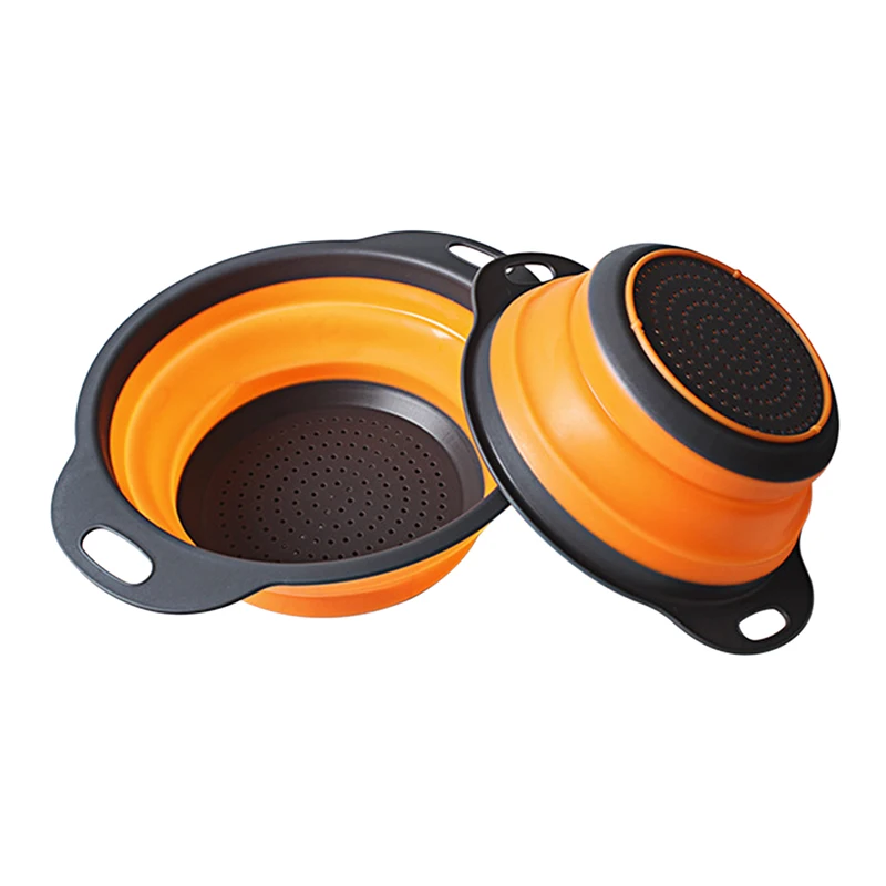 

Urijk 2Pcs/Set Round Kitchen Drain Basket Home Foldable Fruit&Vegetables Strainer PP+ Rubber Collapsible Colanders Wash Tools