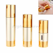 Золотая Вакуумная бутылка с насосом, безвоздушная, роскошная, портативная, косметическая, для лечения лосьона, для путешествий, пустая бутылка, контейнер 15 мл/30 мл/50 мл