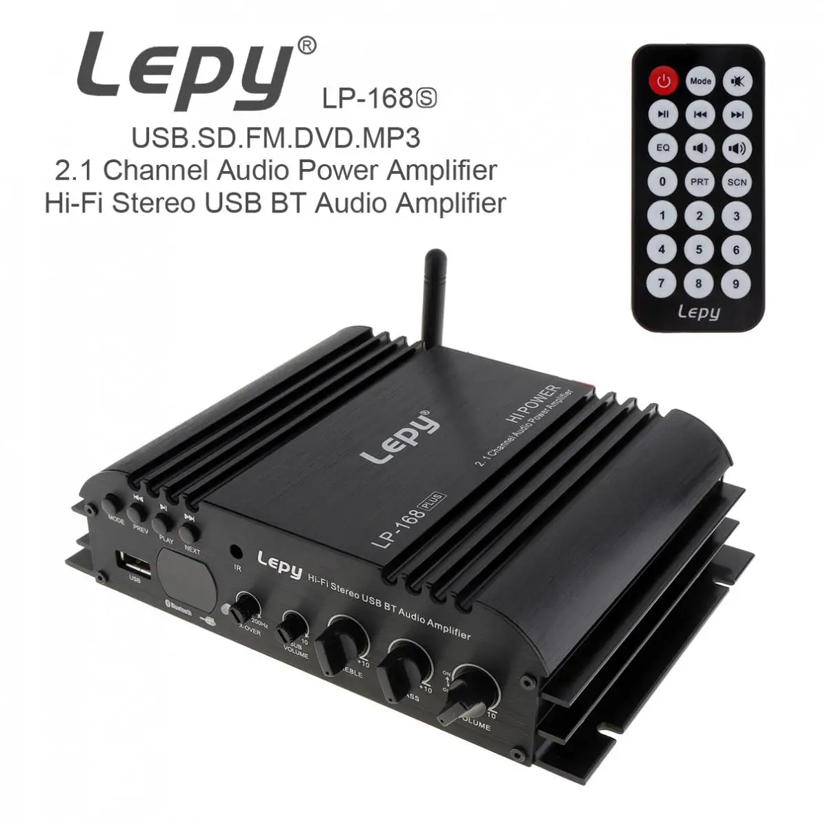 Lepy 45W X 2 hi-fi стерео USB Bluetooth автомобильный аудио усилитель поддержка EDR канал сабвуфер U диск с пультом дистанционного управления