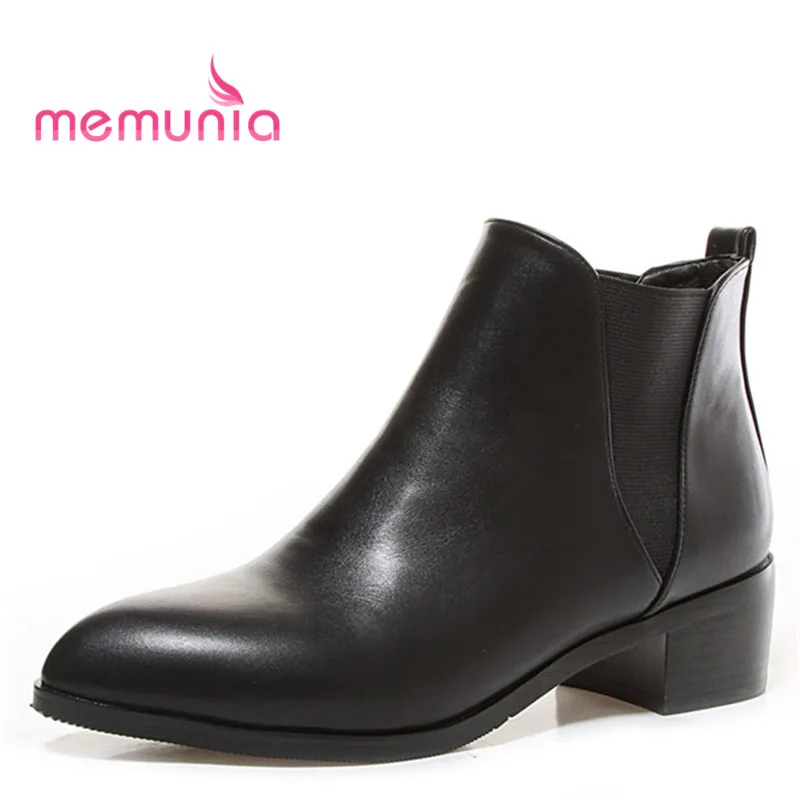 

MEMUNIA new arrive 2018 ankle boots for women comfortable med heels fashion boots round toe winter boots plus size 32-44