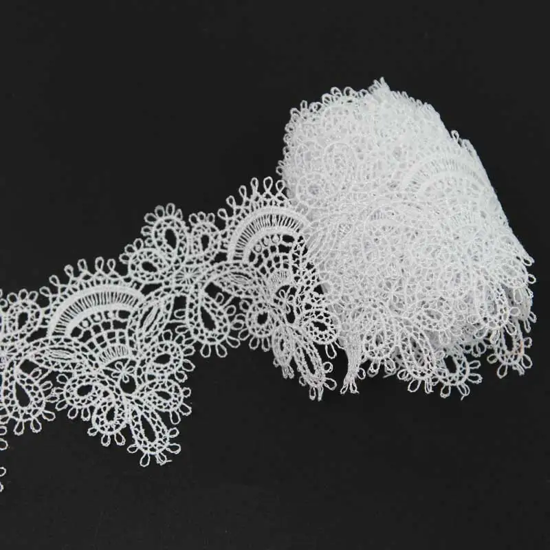 

2 Yards White Lace Trim Soft Venice Lace Wedding DIY Crafted Sewing Venise Lace Farbric For Wedding Dress