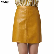 Vadim Женские базовые однотонные юбки из искусственной кожи короткие карманы на молнии сзади faldas Европейский стиль мода уличная мини юбки BSQ637