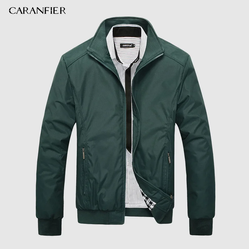 

CARANFIER Standard US size Casual Jacket Men Spring Autumn Outerwear Mandarin Sportswear Mens Jackets for Male Coats XS-5XL