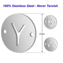 5 шт./лот нержавеющая сталь оригинальное имя амулеты Vnistar DIY Алфавит амулеты 26 БУКВЕННОЕ изготовление амулеты для браслетов