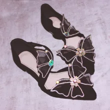 Handmade Designed Rhinestone Women Pumps Pointed Toe Retro Style Low Heels Spring Summer Crystal Women Shoes Black Heels runway crystal rhinestone rivets studded women pumps slingback pointed toe summer sandals kitten heels crystal shoes women